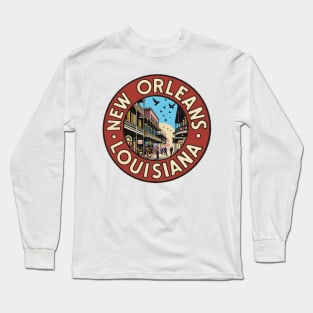 Vintage Style Bourbon Street Long Sleeve T-Shirt